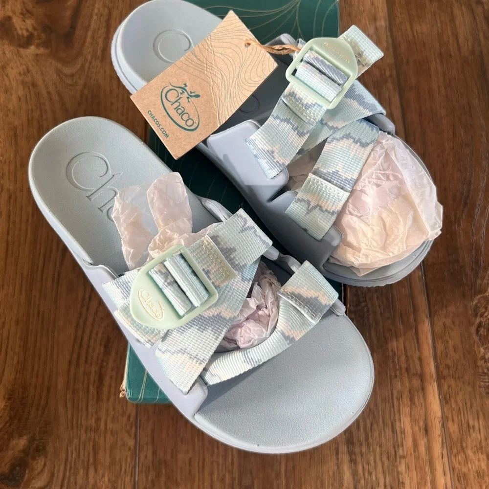 New Chaco Women’s Chillos Slide Sandal Tinge Sky Blue  Size 6